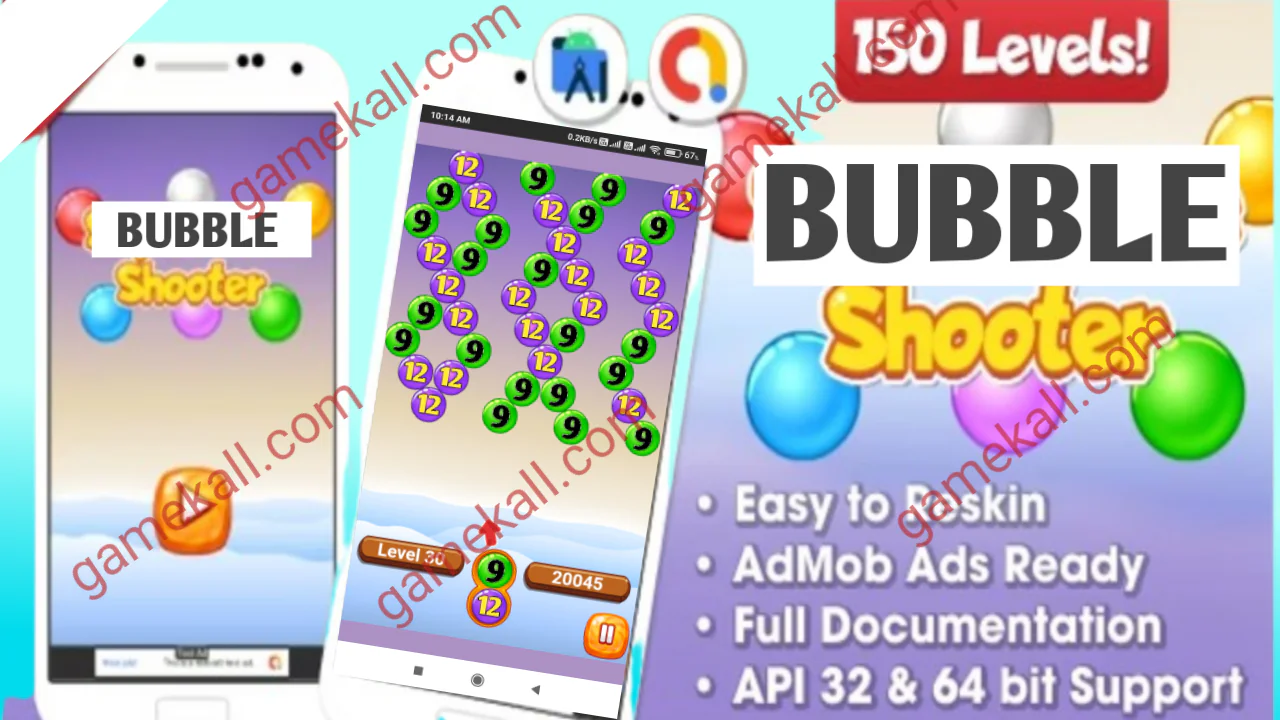 Bubble Shooter Game Android Studio Project with AdMob Ads