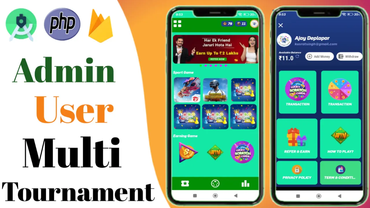 Tournament application admin user APK only no code